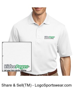 VideoPages White Polo (1) Logo - Logo on Left Chest Area Only. Design Zoom